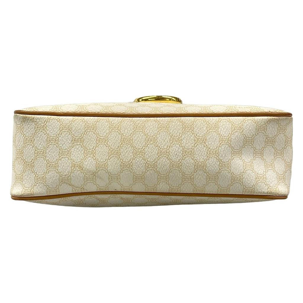 Celine Shoulder Bag Ganchini Macadam Pattern White Light Brown Leather — view 5