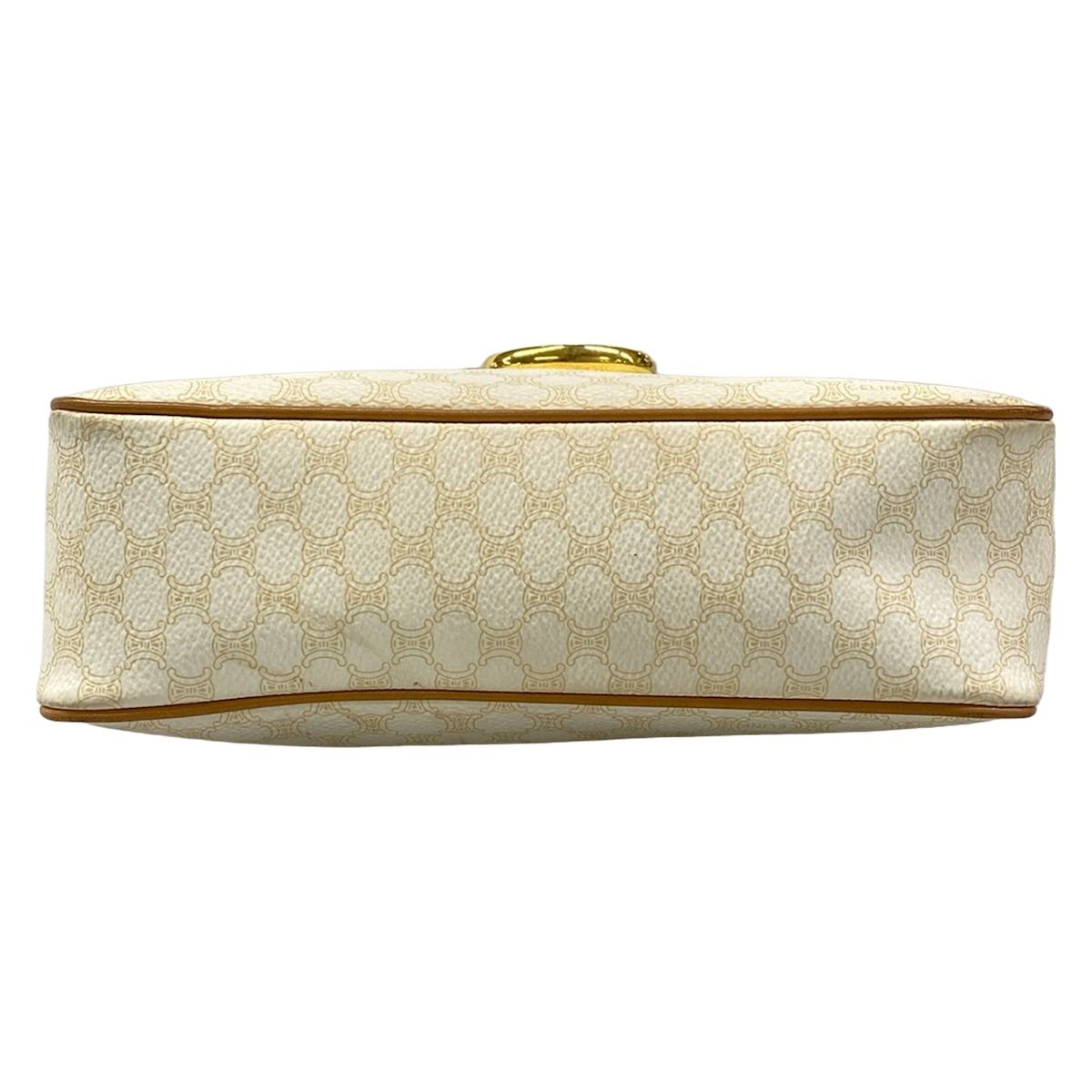 Celine Shoulder Bag Ganchini Macadam Pattern White Light Brown Leather — view 5
