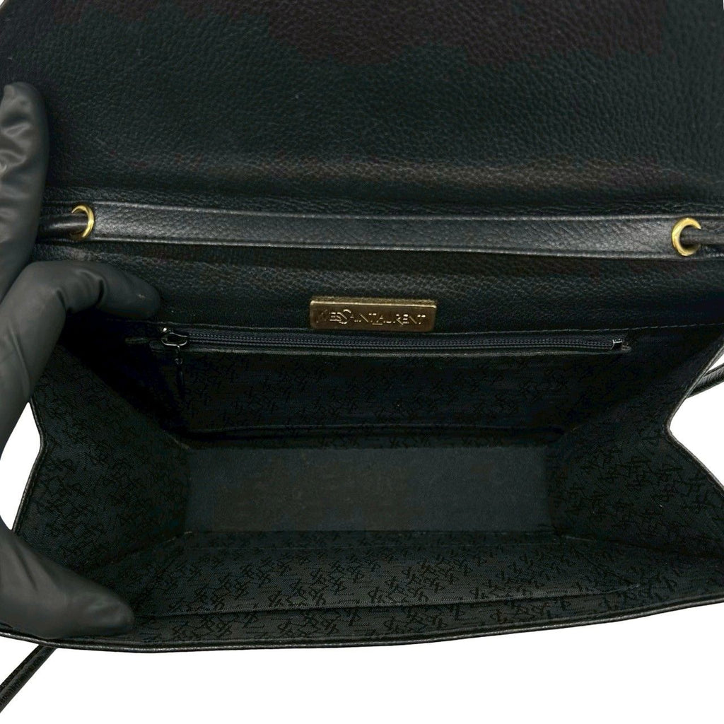 Saint Laurent Vintage YSL Logo Leather Shoulder Bag Crossbody Black — view 9