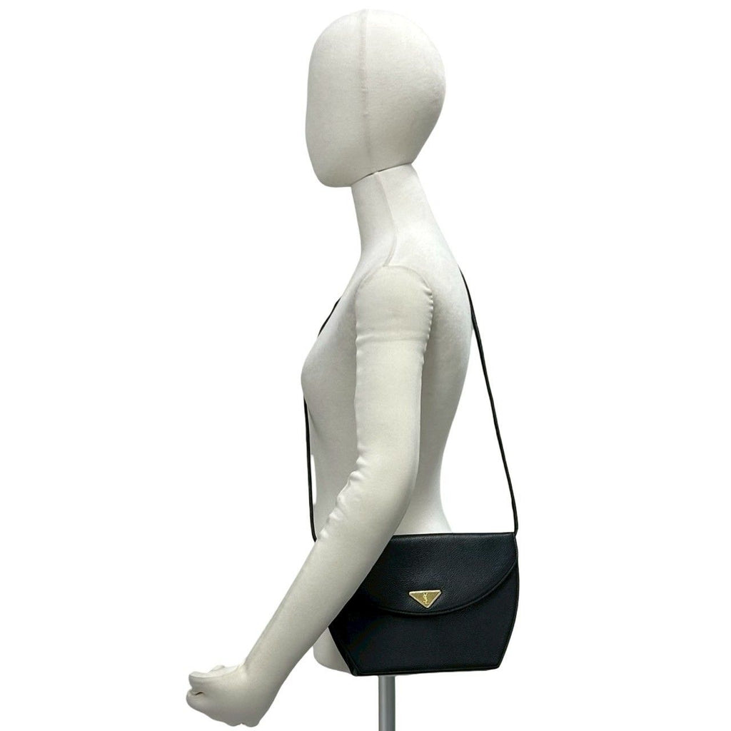 Saint Laurent Vintage YSL Logo Leather Shoulder Bag Crossbody Black — view 2