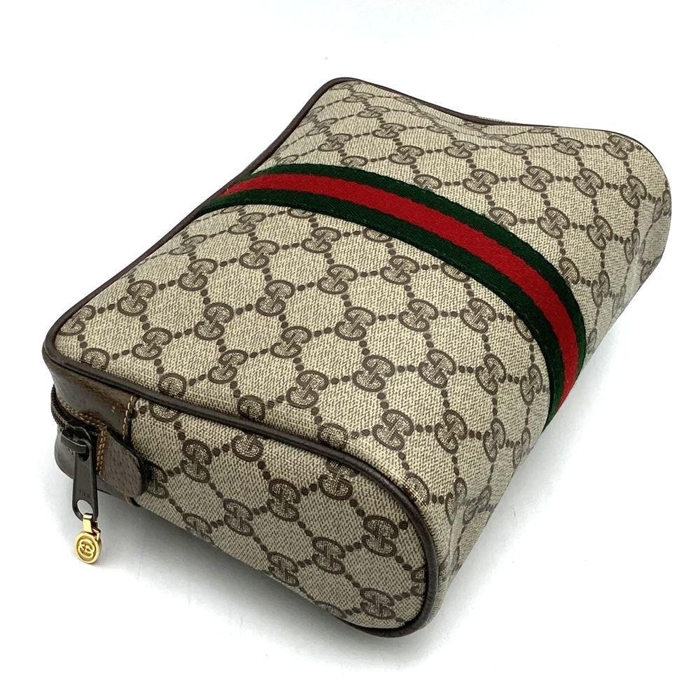 Gucci Clutch Pouch GG Supreme Sherry Brown Vintage — view 3