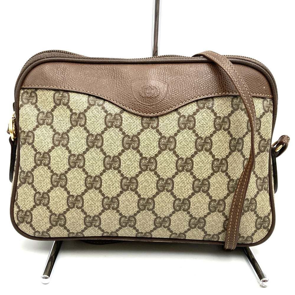 Gucci GG Supreme Shoulder Bag Pochette Brown Vintage