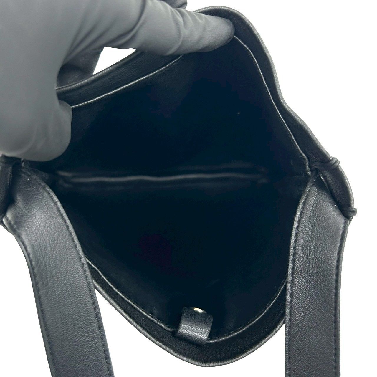 Hermes Clou de Selle Logo Leather Mini Shoulder Bag Pochette Crossbody Black — view 9