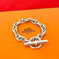 Hermes Cursive Logo Vintage Chaine D'ancre MM 16 Links Bracelet 925 Sterling