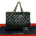 Chanel Card with Quilted CC Logo Jumbo CC Lambskin Tote Black