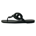 Hermes Sandals 38 Egeri Black Chaine D'ancre