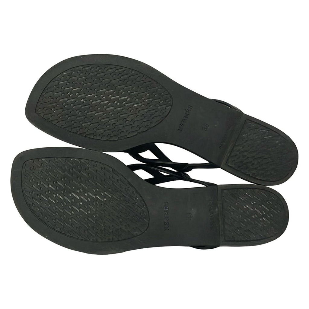 Hermes Sandals 38 Egeri Black Chaine D'ancre — view 4