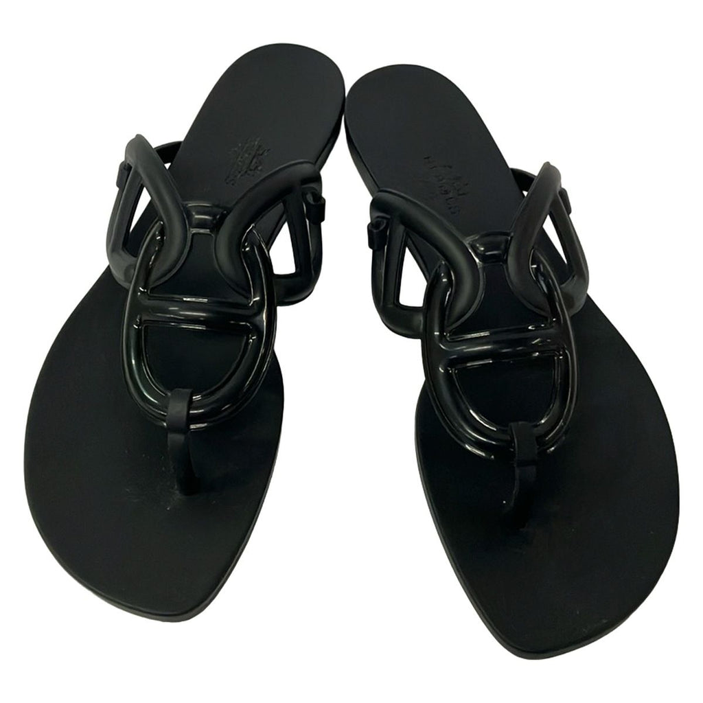 Hermes Sandals 38 Egeri Black Chaine D'ancre — view 2