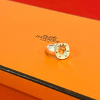 Hermes Vintage Horse Shoe Ring 925 Sterling Silver Gold