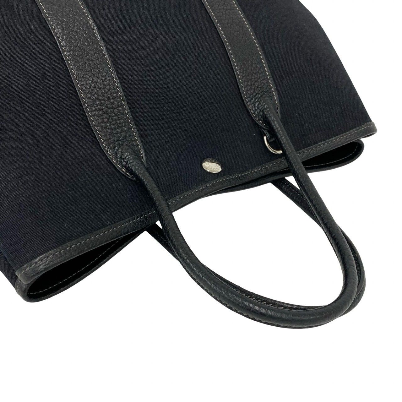 Hermes Garden Party TPM Toile Officier Buffalo Leather 2-Way Shoulder Bag Black — view 4