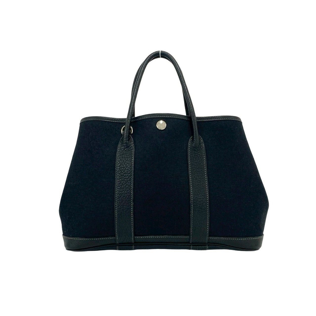 Hermes Garden Party TPM Toile Officier Buffalo Leather 2-Way Shoulder Bag Black — view 3