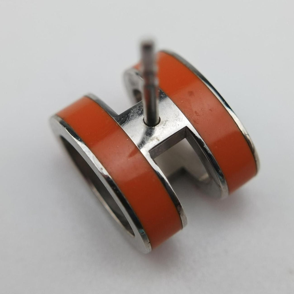 Hermes Pop Orange Gold Enamel Lacca Metal Earring — view 7