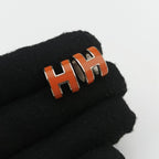 Hermes Pop Orange Gold Enamel Lacca Metal Earring — view 4