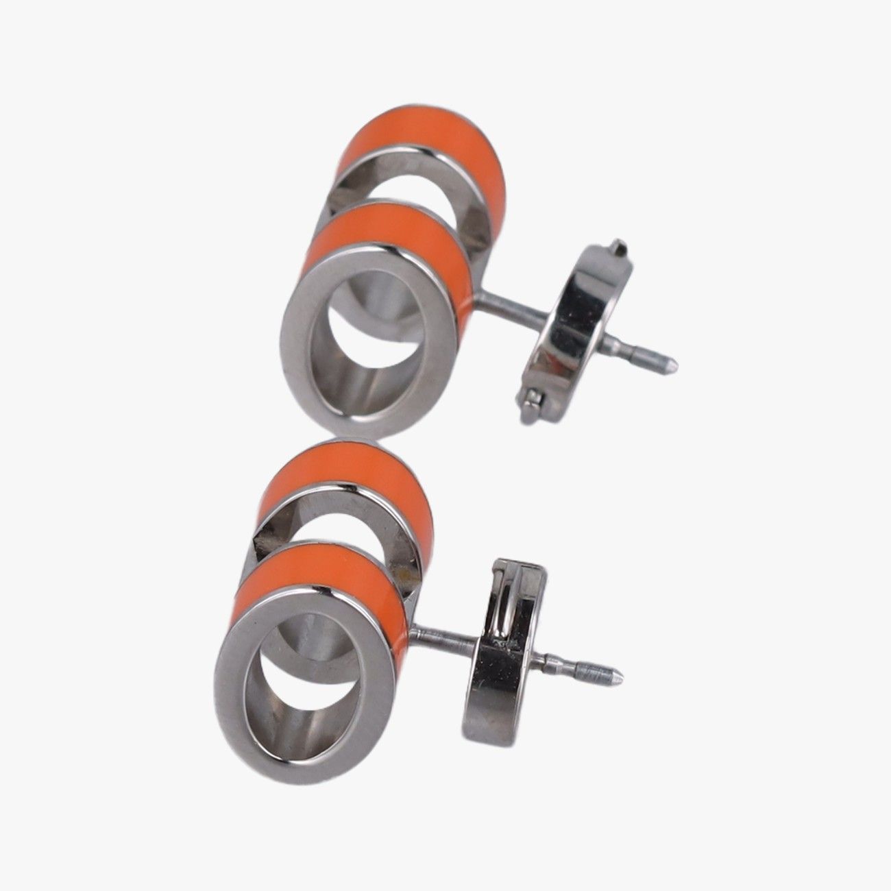 Hermes Pop Orange Gold Enamel Lacca Metal Earring — view 3
