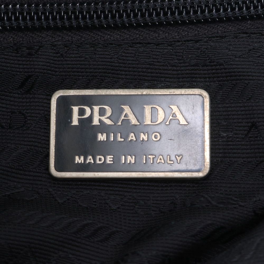 Prada Tessuto Nylon Triangle Logo Leather Backpack — view 8