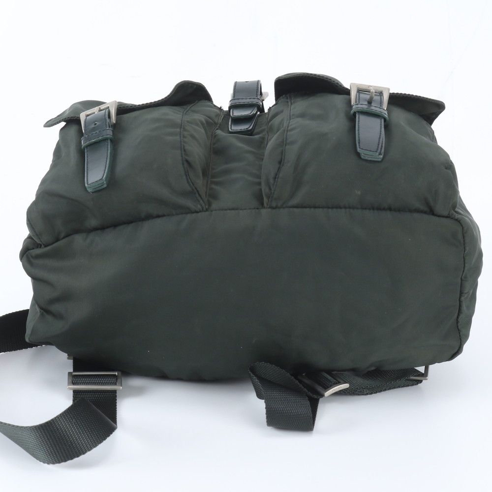 Prada Tessuto Nylon Triangle Logo Leather Backpack — view 6
