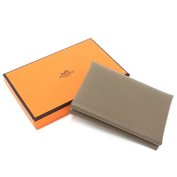 Hermes Calvi Duo Epsom Etoupe Card Case Coin — view 6