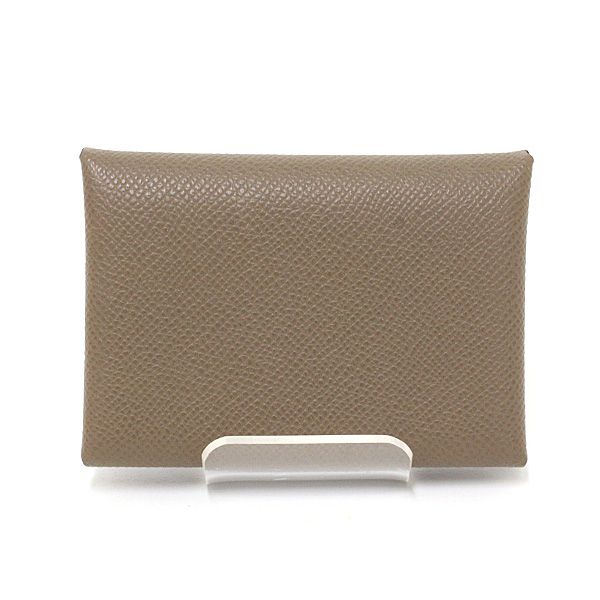 Hermes Calvi Duo Epsom Etoupe Card Case Coin