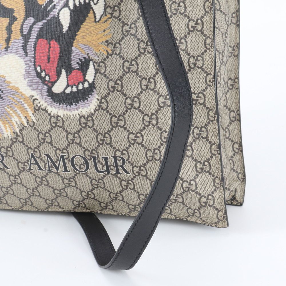 Gucci GG Supreme Tiger Print Leather 2-Way Tote Crossbody Shoulder — view 3