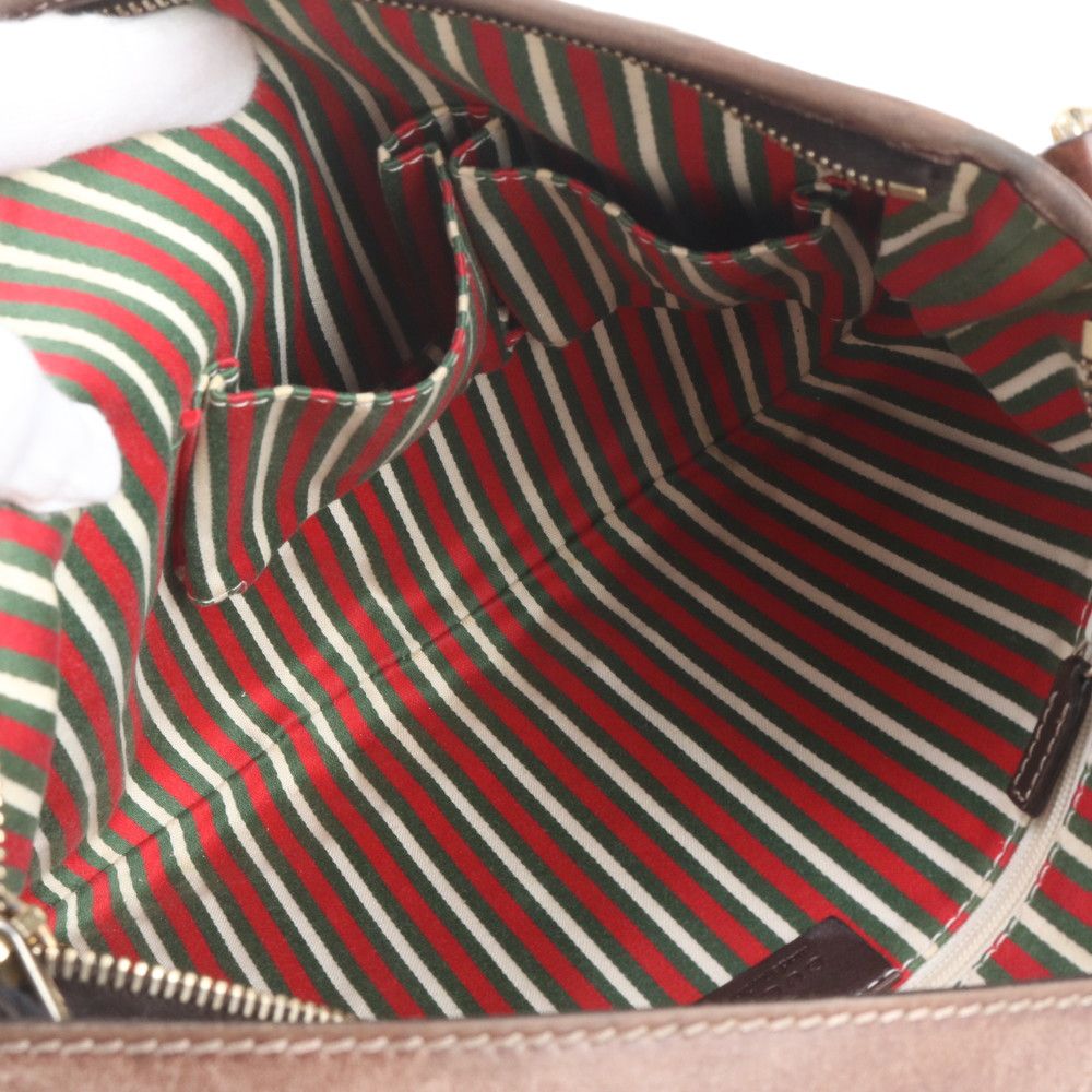 Gucci GG Canvas New Brit Leather Shoulder Bag Crossbody Hand Tote — view 7