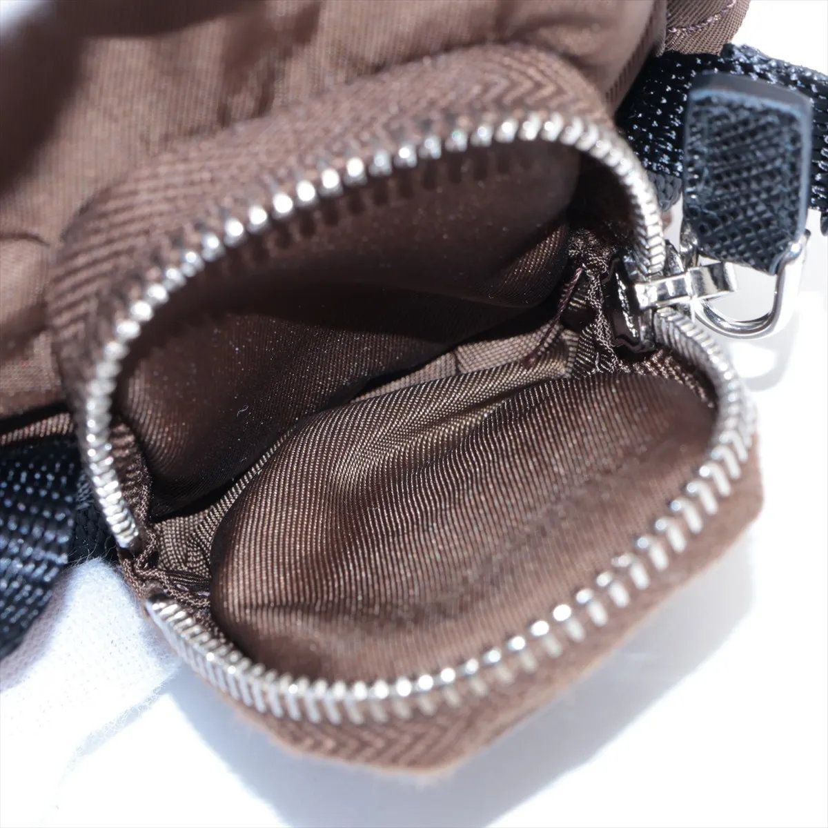 Prada Ri Nylon Triangle Logo Pouch Charm Key Holder — view 4