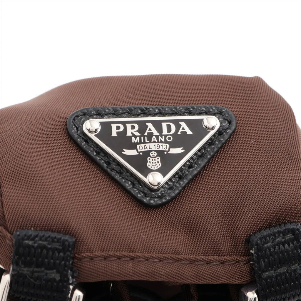 Prada Ri Nylon Triangle Logo Pouch Charm Key Holder — view 5