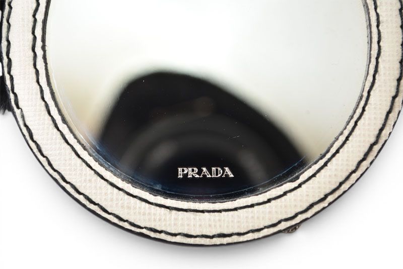 Prada Key Ring Key Holder Saffiano Lock Ivory Bag Charm — view 5