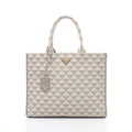 Prada Tote Triangolo Jacquard Symbol Embroidery Gray White Canvas