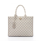 Prada Tote Triangolo Jacquard Symbol Embroidery Gray White Canvas