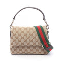 Gucci Handbag GG Canvas Sherry Line 2-Way Beige Dark Brown