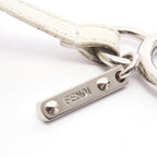Fendi Charm Pom White Navy Leather Pom Keychain — view 3