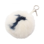 Fendi Charm Pom White Navy Leather Pom Keychain