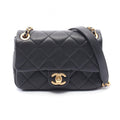 Chanel Shoulder Bag Quilted Mini Flap Black Caviar Leather Chain