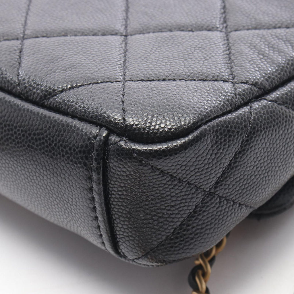Chanel Shoulder Bag Quilted Mini Flap Black Caviar Leather Chain — view 6