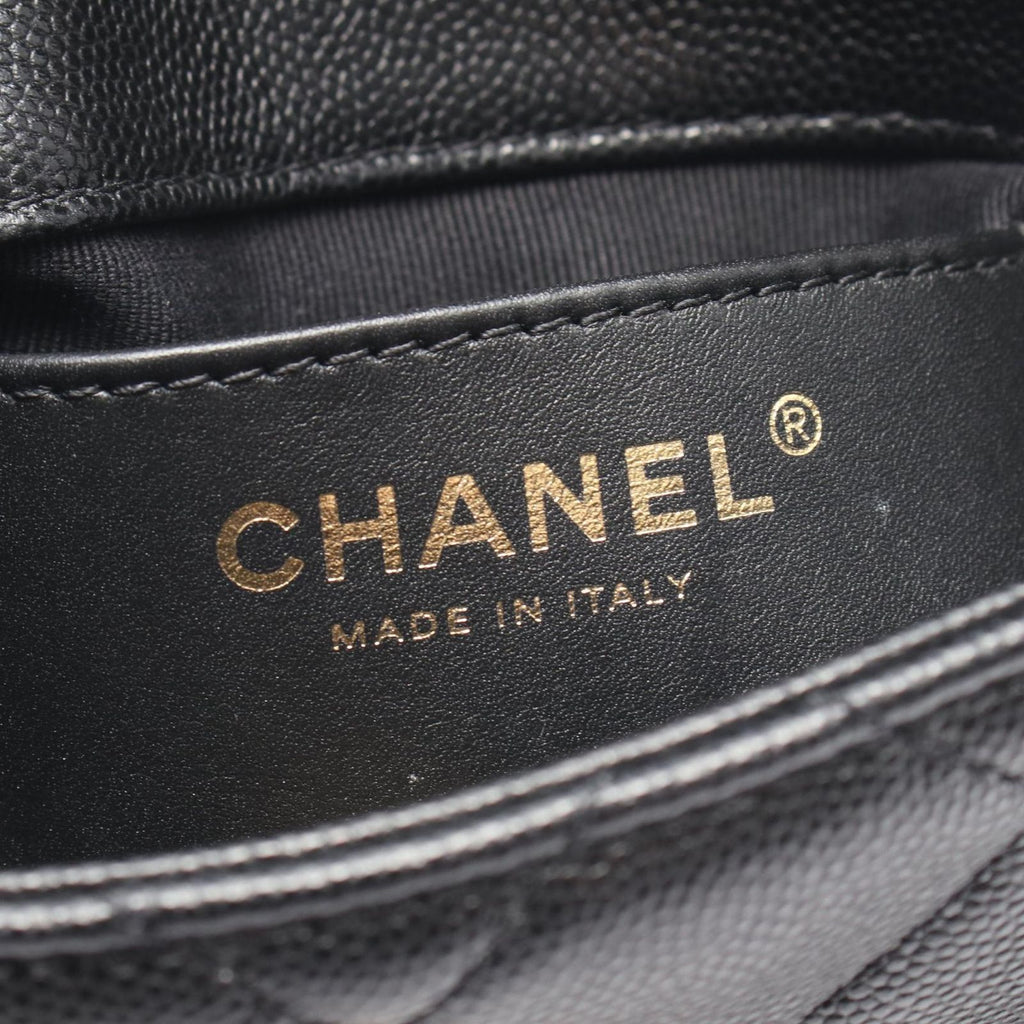 Chanel Shoulder Bag Quilted Mini Flap Black Caviar Leather Chain — view 4