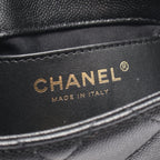 Chanel Shoulder Bag Quilted Mini Flap Black Caviar Leather Chain — view 4