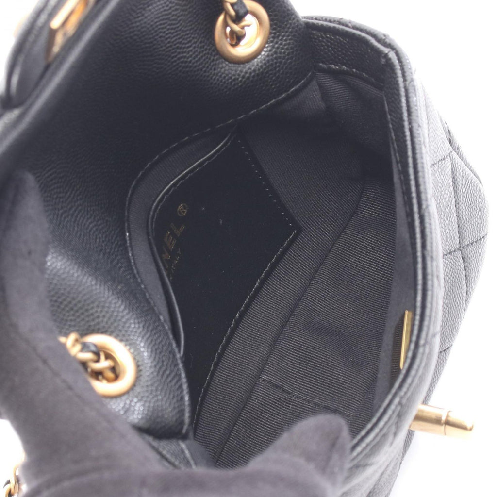 Chanel Shoulder Bag Quilted Mini Flap Black Caviar Leather Chain — view 3