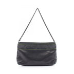 Chanel Handbag Embossed Logo Black Lambskin Chain