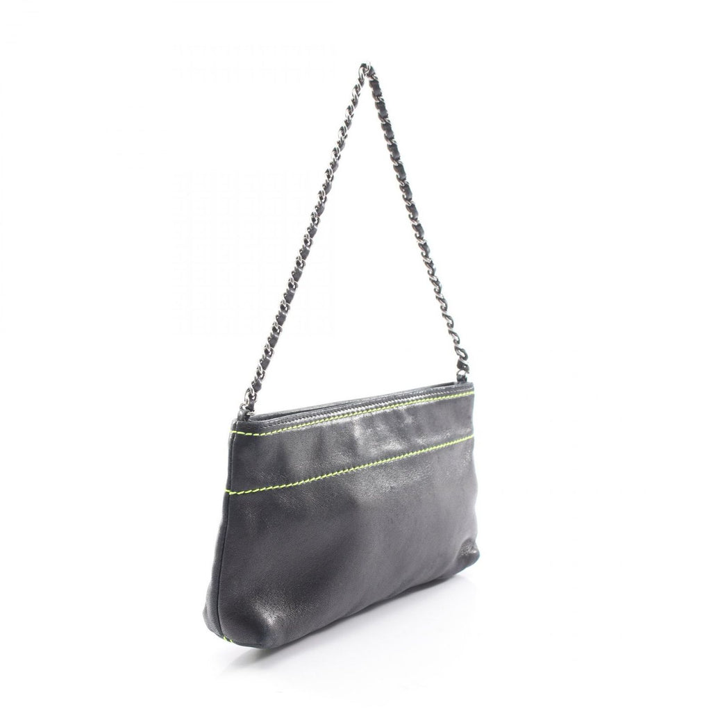 Chanel Handbag Embossed Logo Black Lambskin Chain — view 2