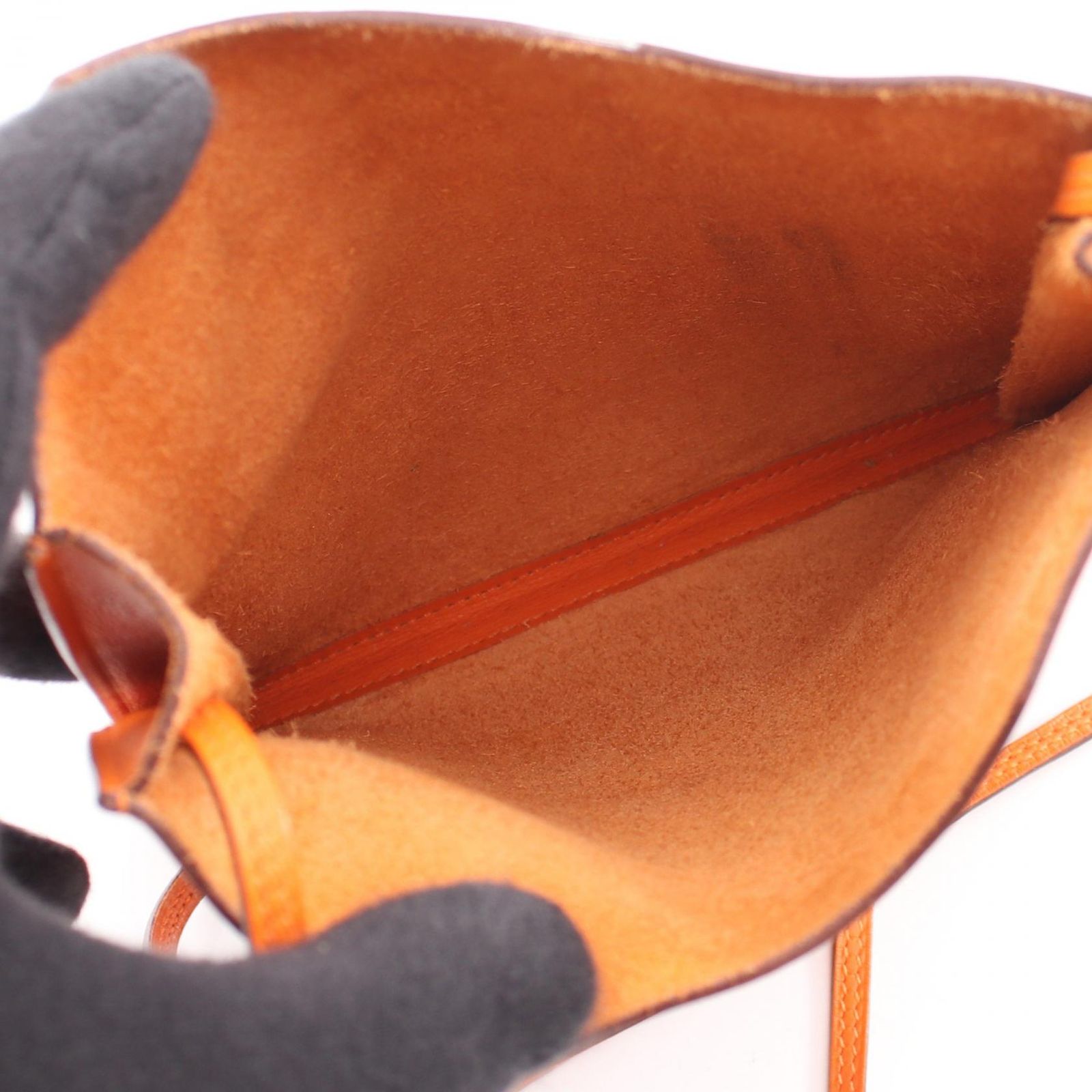 Hermes Shoulder Bag Onimetou 2 Orange Leather — view 3