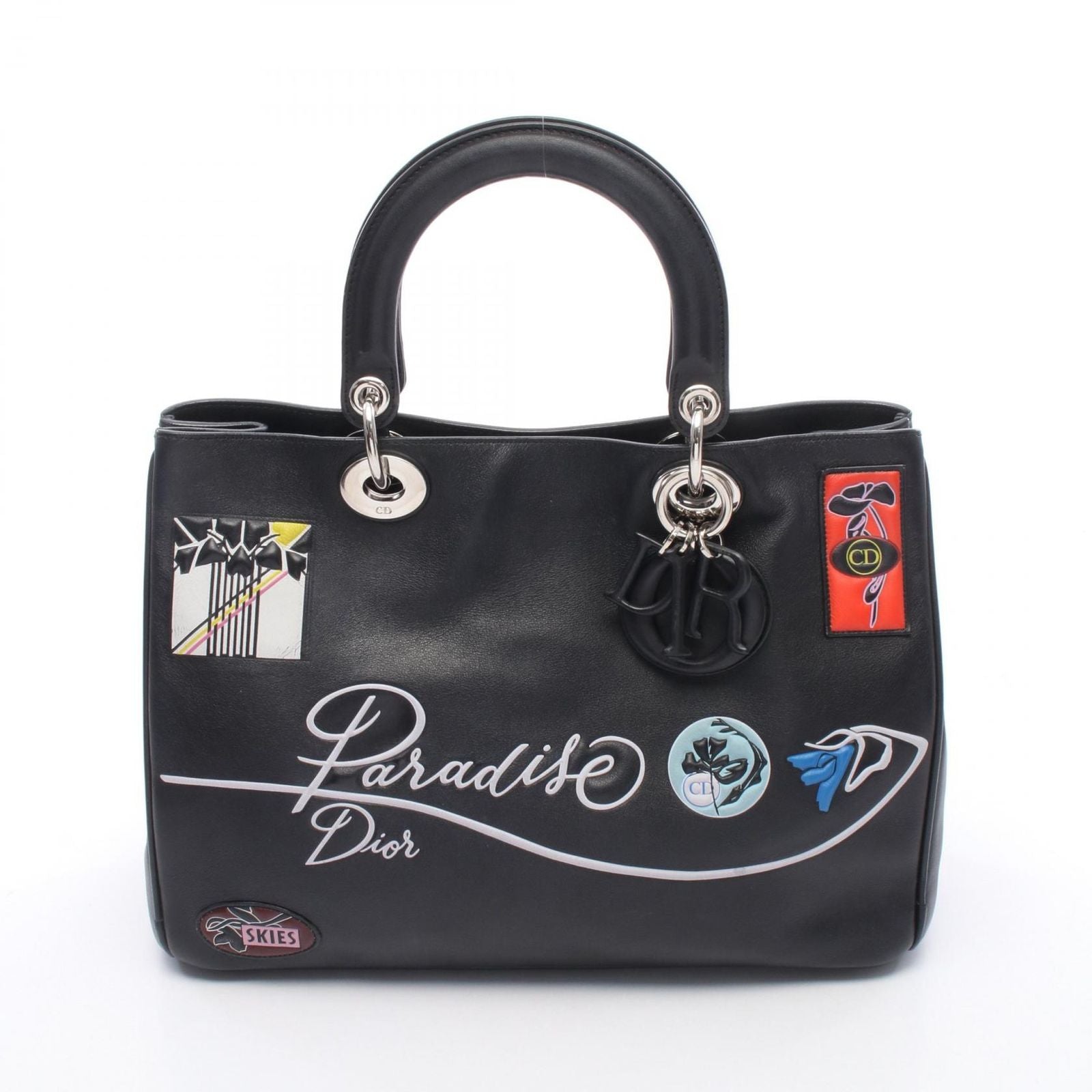 Dior Handbag Paradise Diorissimo Black Multi Leather Diorissimo 2-Way Tote