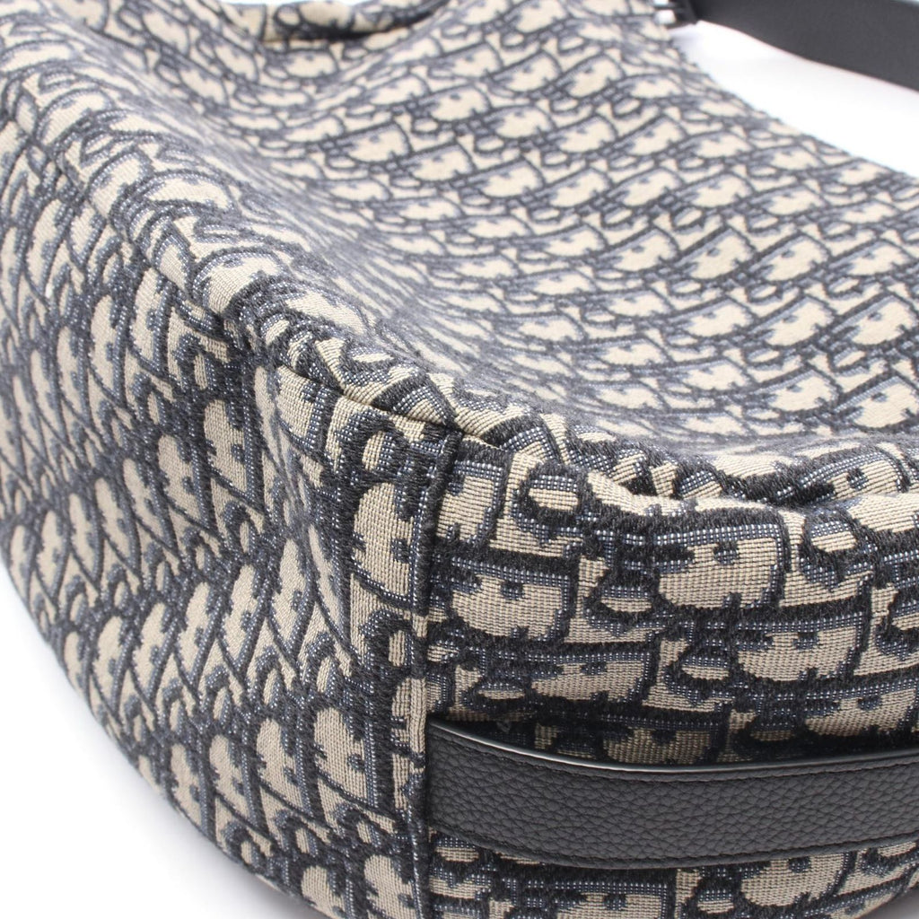Dior Shoulder Bag Saddle Oblique 2-Way Navy Canvas Leather — view 6
