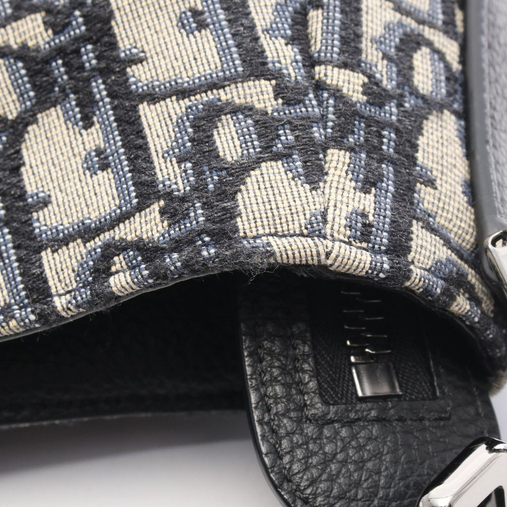Dior Shoulder Bag Saddle Oblique 2-Way Navy Canvas Leather — view 7