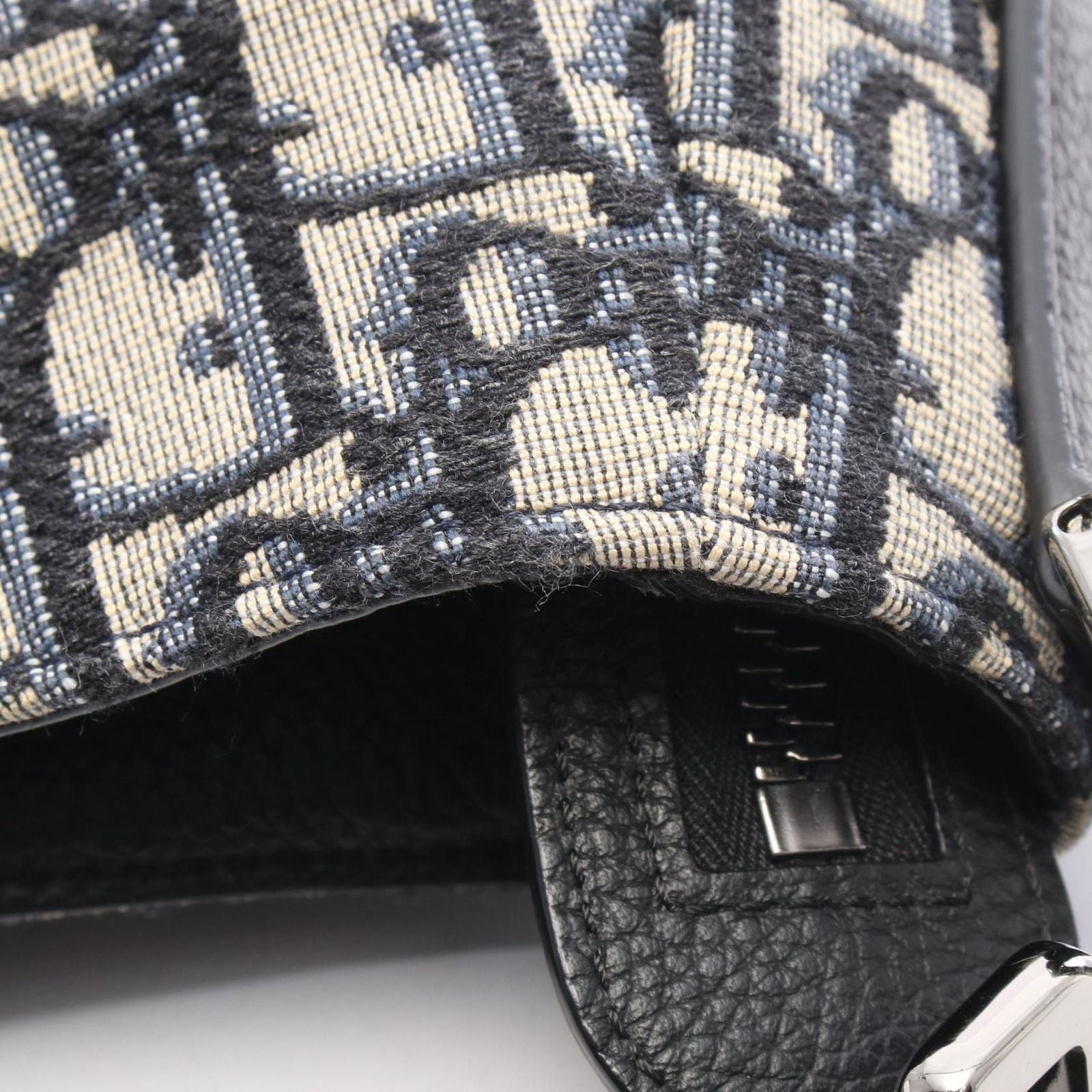Dior Shoulder Bag Saddle Oblique 2-Way Navy Canvas Leather — view 7