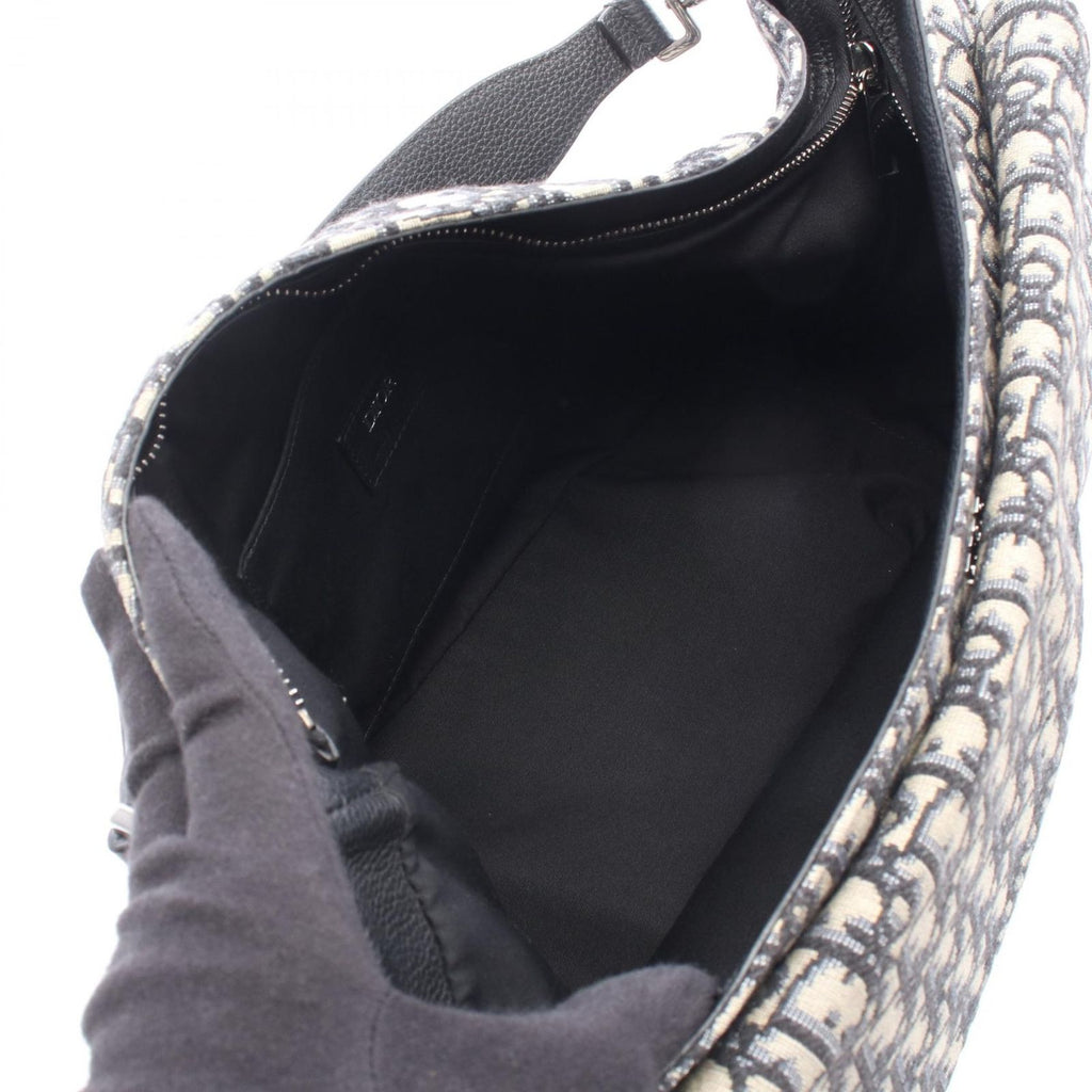 Dior Shoulder Bag Saddle Oblique 2-Way Navy Canvas Leather — view 3