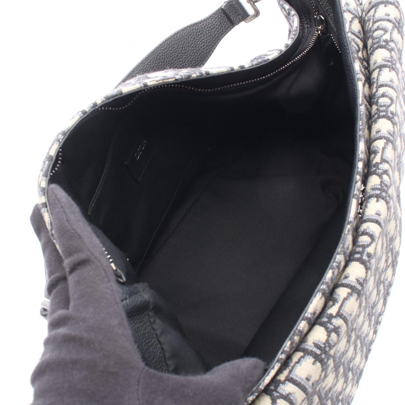 Dior Shoulder Bag Saddle Oblique 2-Way Navy Canvas Leather — view 3