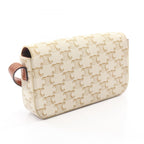 Celine Shoulder Bag Claude Triomphe White Brown Canvas Leather — view 2