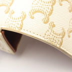 Celine Shoulder Bag Claude Triomphe White Brown Canvas Leather — view 7