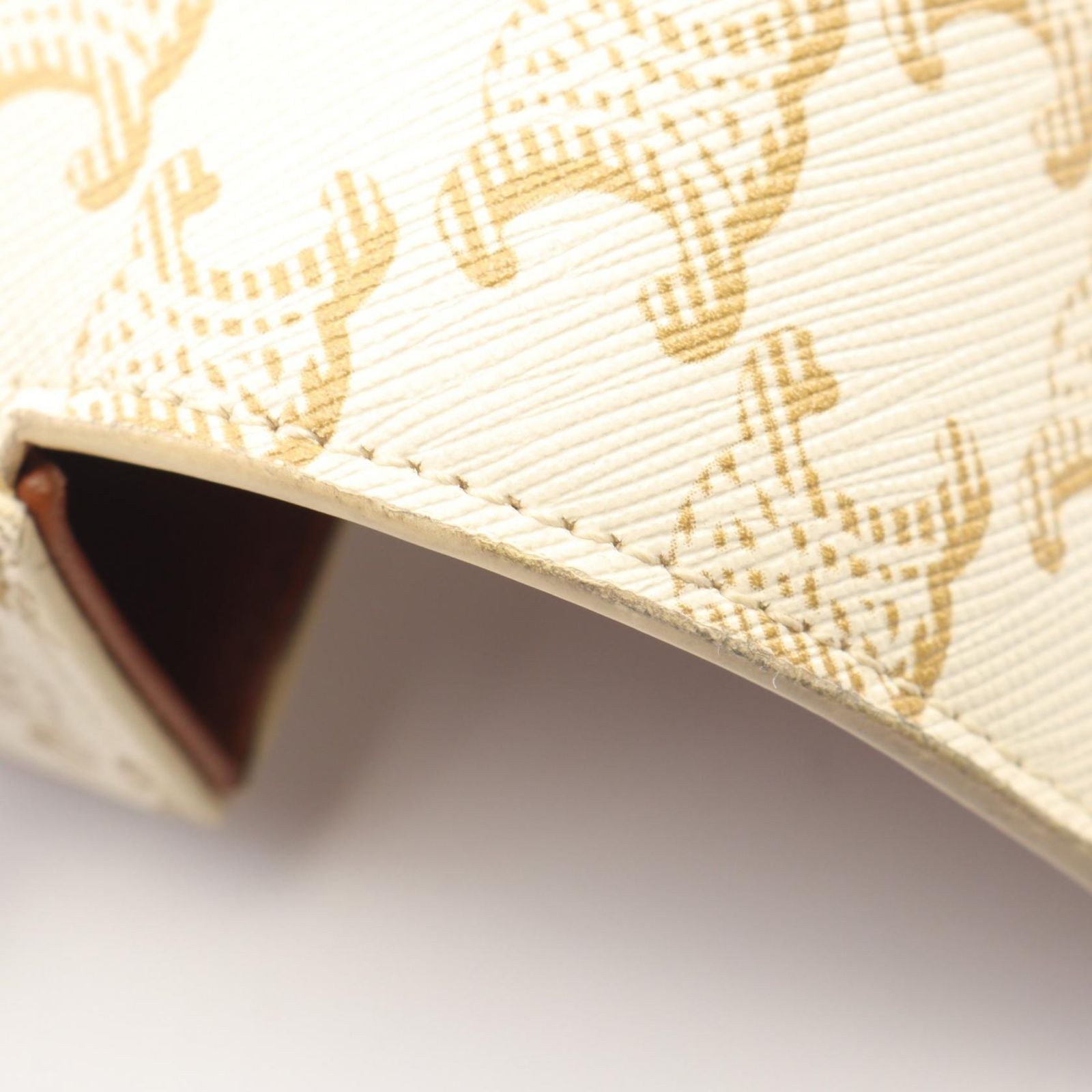 Celine Shoulder Bag Claude Triomphe White Brown Canvas Leather — view 7
