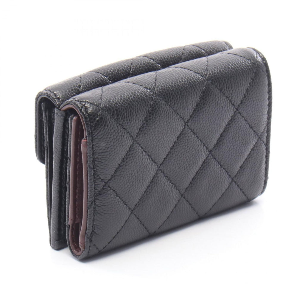 Chanel Trifold Wallet Classic Small Flap Quilted Black Caviar Leather — view 2